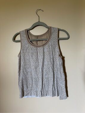 White Stag Taupe Printed Scoop Neck Tank